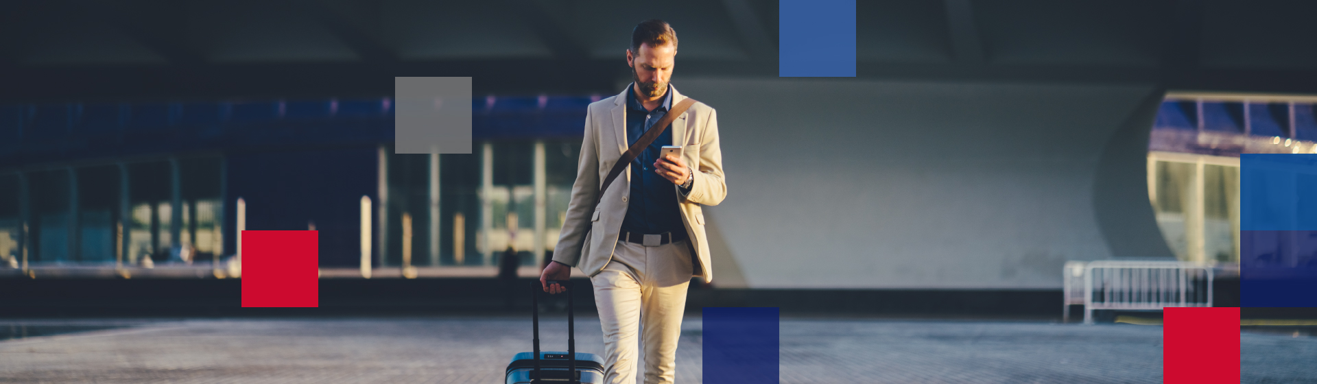 #PraCegoVer Texto: Ser bradesco prime significa ter um banco que fala sua língua. Imagem: o texto está sobre um fundo azul com um homem mexendo em um tablet