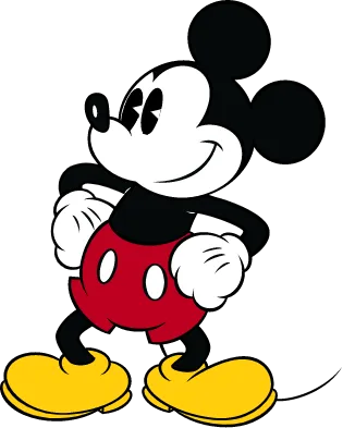 Personagem Mickey com as mãos na cintura