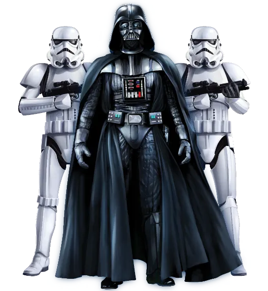 Imagem do personagem Darth Vader e seus soldados